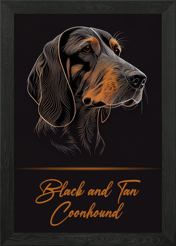 Black and tan coonhound framed - and,