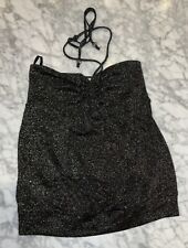Mango Black Glitter Boob tube Halter Top Size S  party/cocktail top hand wash
