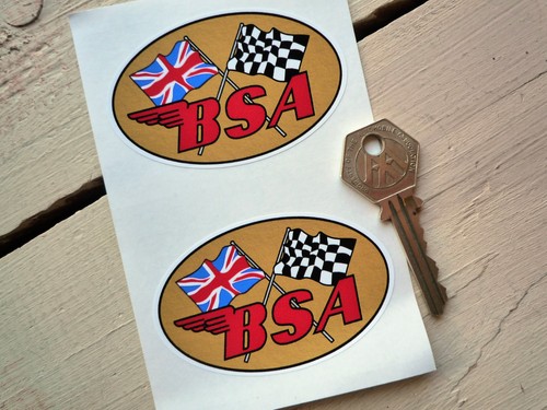Bsa cross flags stickers - bsa,