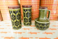Hornsea Pottery Green Heirloom condiment set, vintage retro, please read