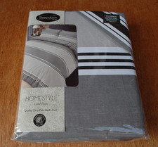 Super King 260cm x 220cm Reversible Duvet Set Grey Black White Stripe BNWT
