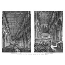 ST ALBANS Abbey Reopening of the Restored Knave - Antique Print 1885