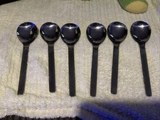 Viners SABLE: Six Stainless Steel Soup Spoons (18cm) in Excellent Condition