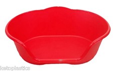LARGE PLASTIC RED DOG / CAT / PET BED, BASKET - HEAVY DUTY, MADE IN UK