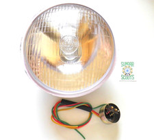 700. 7" REPRO'  "LUCAS" HEADLIGHT. "LUCAS" MARKED LENS + BULB HOLDER