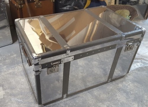Antique aluminium trunk - aluminium,
