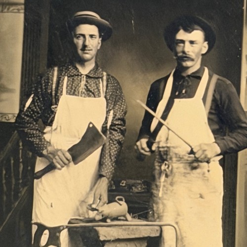 1890 tintype two butchers - c.1890,