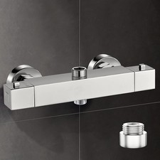 Thermostatic Shower Mixer Bar Two Outlet Square Shower Mixer Tap Wall Mounted Du