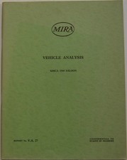 Simca 1500 Saloon 1964 MIRA Confidential Test Report No. VA 27