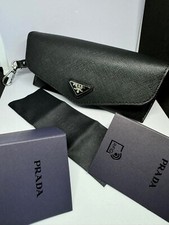 Prada Hard Sunglasses Case Black & Card & Cleaning Cloth NEW