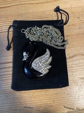 Vintage Black Enamel Swan