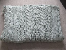 Laura Ashley Elsham Duck Egg Colour Cable Knit Cream Chunky Knit Throw