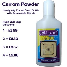 Carrom Board Powder 40g Pocket Size Bottle Extra Smooth Karrum Carom Multi-Buy
