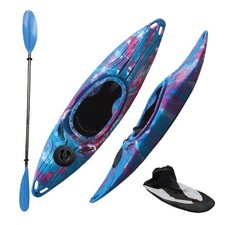 Riber Sit In White Water Tourer Kayak + Paddle & Spraydeck R1016-Blue/Pink/White