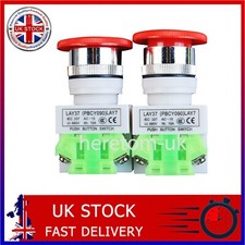 2X Emergency Stop Switch Push Button Mushroom Emergency Shut Off Switch Button