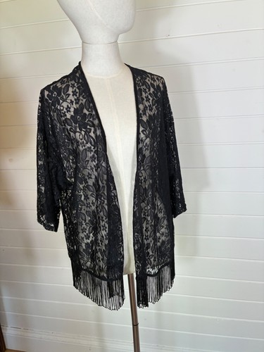 Black lace kimono - lace,