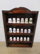 18x Assorted Hammersley Bone China Thimbles Mostly Floral w/ Display Stand