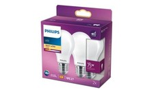 Philips LED Classic A60 Frosted Bulb 2 Pack E27