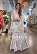 Salwar Kameez White Plazzo