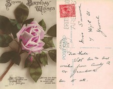Vintage Postcard - Pink Rose