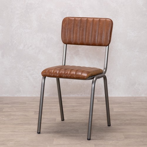 Dark tan real - leather, dining