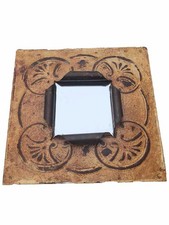 Antique Tin Tile Mirror Wood