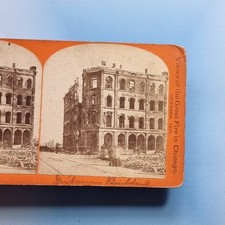 Chicago IL Stereoview 3D C1871 Real Photo USA Fire Disaster Tribune Building