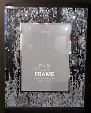 Next Stylish  Silver/Grey Sparkly Glass Photo/ Picture Frame New - 7"X 5"