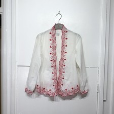 Dosa Top White Red Embroidered