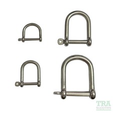 Dee Shackles D Shackle 5mm 6mm 8mm 10mm  WIDE JAW Stainless Steel NEW