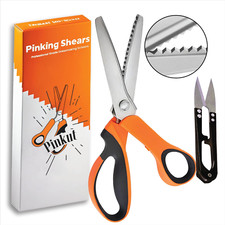 Pinkut Pinking Shears for Fabric Cutting with Soft Rubber Handles & Medium