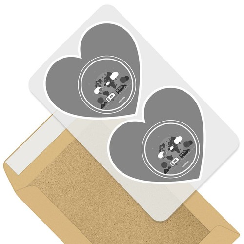 Heart stickers bw - heart, cm