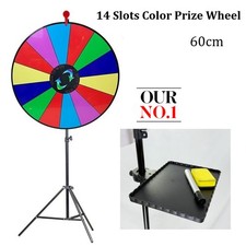 24" Color Prize Wheel Dry Erase Fortune Spinning Tabletop Floor Stand 14 Slots
