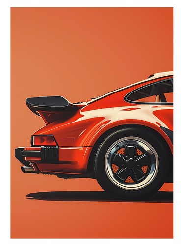 Red sports car retro poster - poster, |