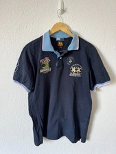 La Martina Miami Beach Polo Shirt Men's XL Blue Cotton Logo Short Sleeve