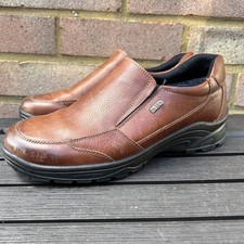 Mens Hoggs Of Fife Dunoon Brown Leather Slip On Shoes UK 7 Waterproof H-tex