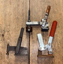 VINTAGE BRAUER SPEETOG TOGGLE CLAMPS X 3 ENGINEER CARPENTERS HOLD DOWN OLD TOOLS