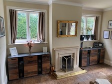 Pair of Rustic Modern Sideboard Cabinets – 4 Doors & Drawers – Industrial Style