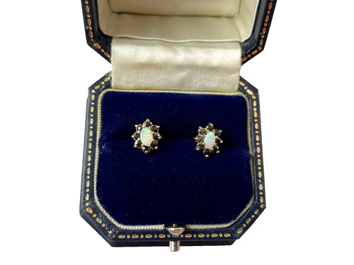 Opal earrings 9ct gold - opal,