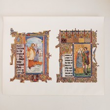 Original Antique 1909 Book Art Print Illuminated Manuscripts Colour 11x85"