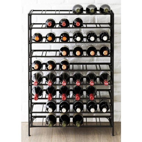 Black metal wine - black, rack