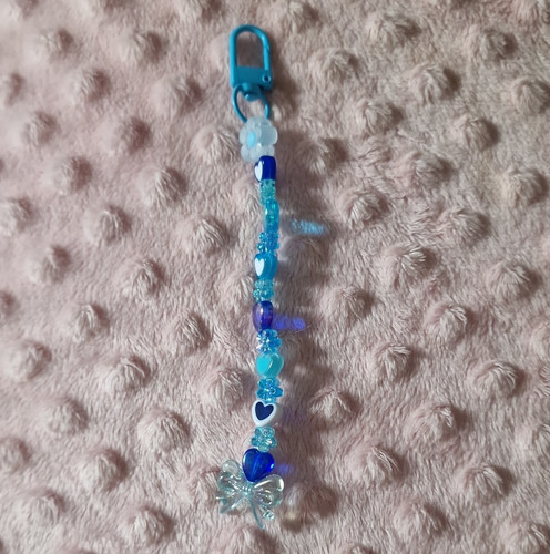 Blue white beaded - white, plastic