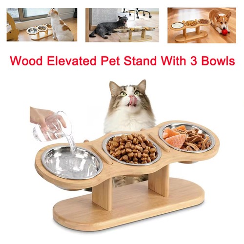 Wood elevated stand pet cat - wood,