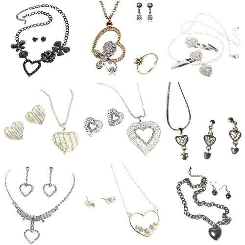 Crystal silver heart necklace - silver,