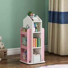 Rotating Children Kids Bookshelf Castle Rack Bookcase Toys Storage Display Shelf