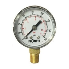 50mm Dry/Pneumatic Pressure Gauge 0-15 PSI (1 BAR) 1/4" BSPT BASE Entry