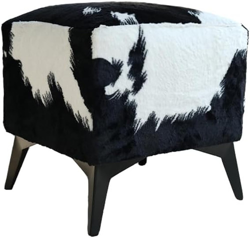 Faux cowhide ottoman - faux, with