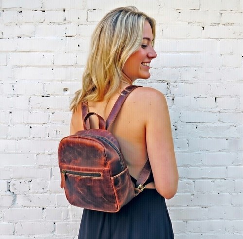 Small mini brown real leather - brown,