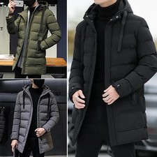 Mens Jacket Winter Warm Puffer Bubble Mid length Coat Quilted Zip Padded Outwear