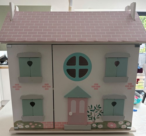 Wooden dollhouse three story - three,